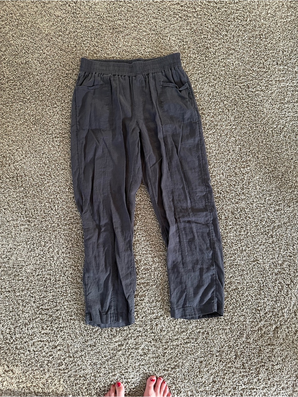 Gray Linen blend pull on pants - Picture 2 of 5